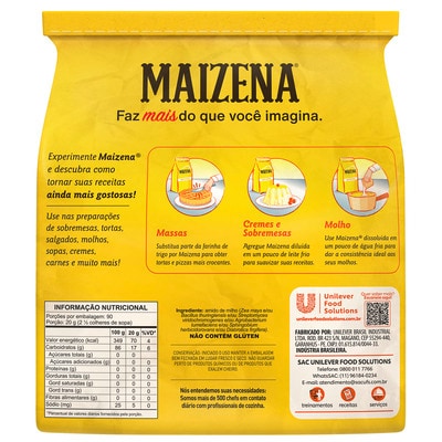 Amido de Milho Maizena 1,8 kg - Aqui está o produto que você já confia para preparar diferentes receitas. 